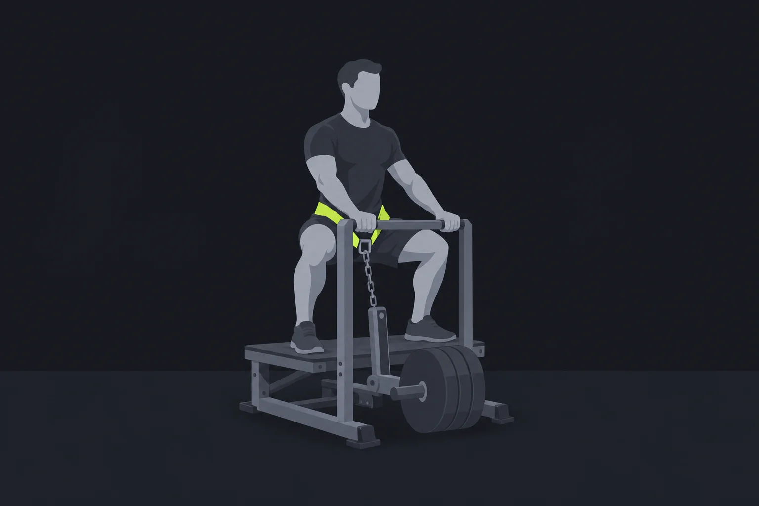 Belt squat: illustrazione di una fase dell'esecuzione