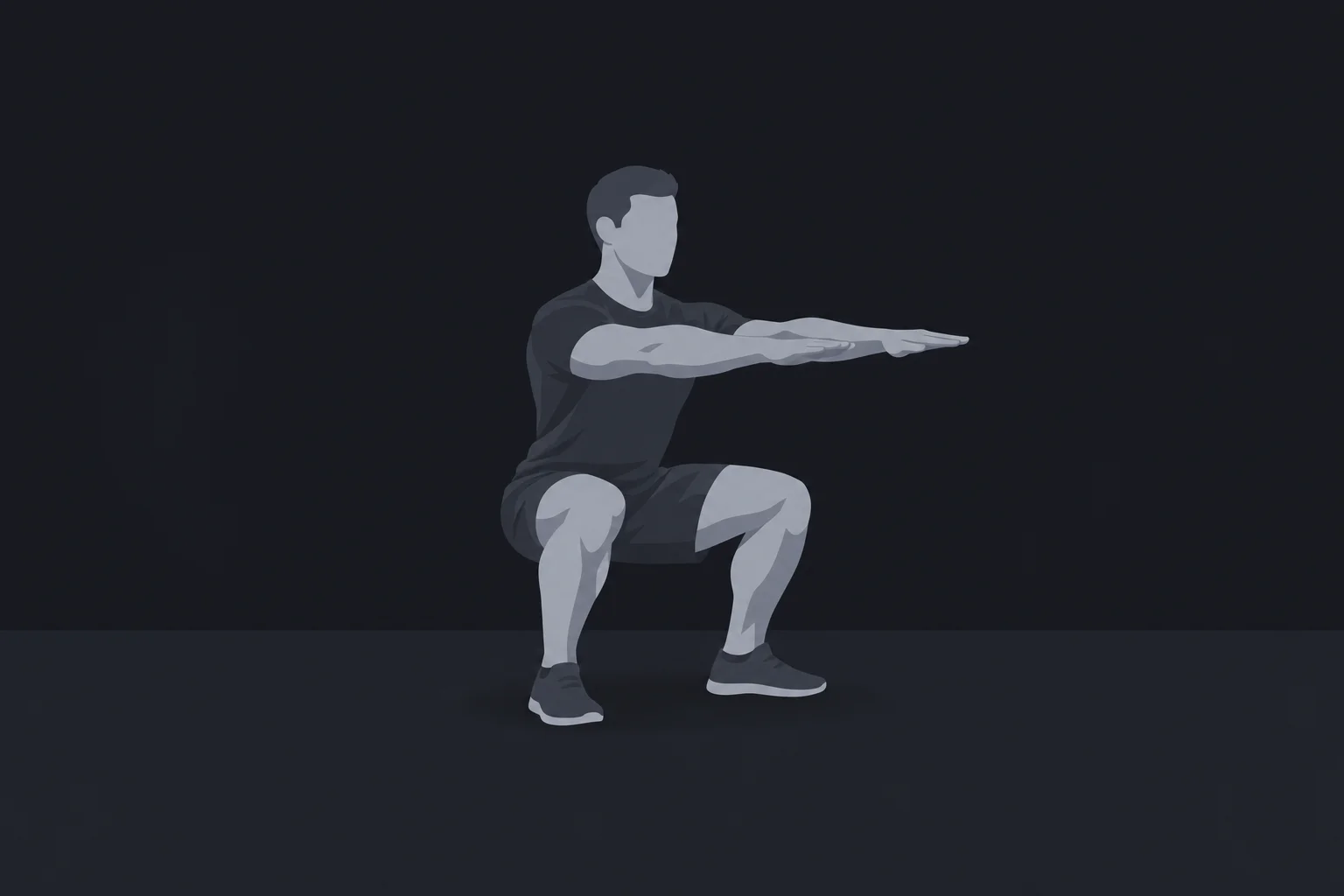 Squat a corpo libero: illustrazione di una fase dell'esecuzione