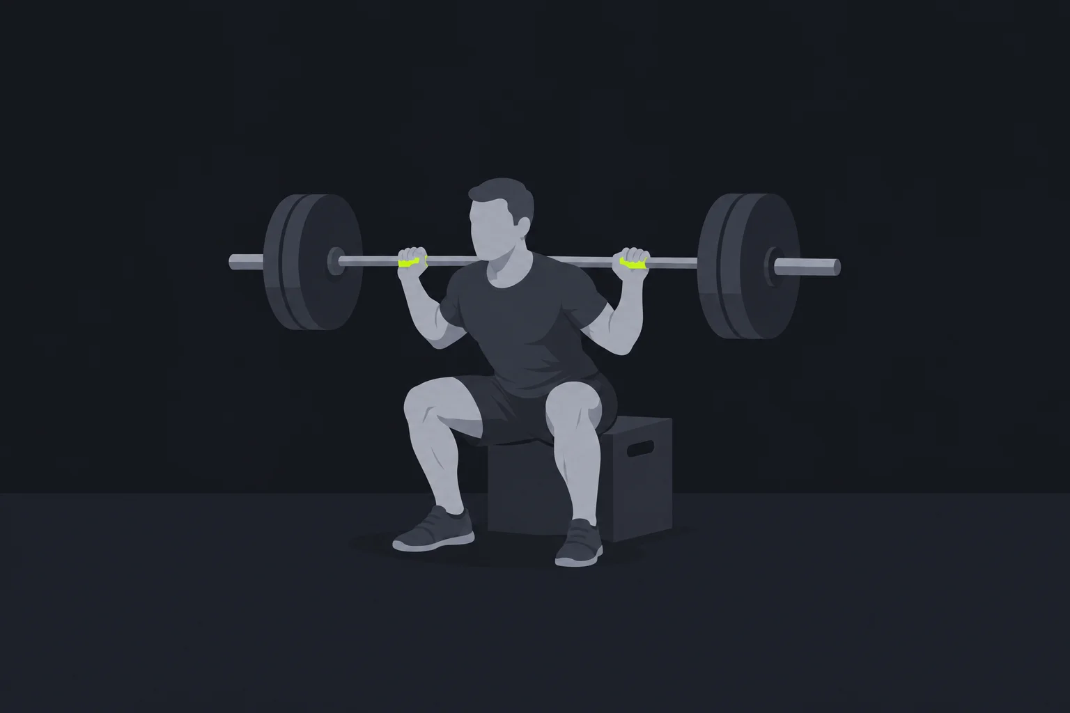 Box squat: illustrazione di una fase dell'esecuzione