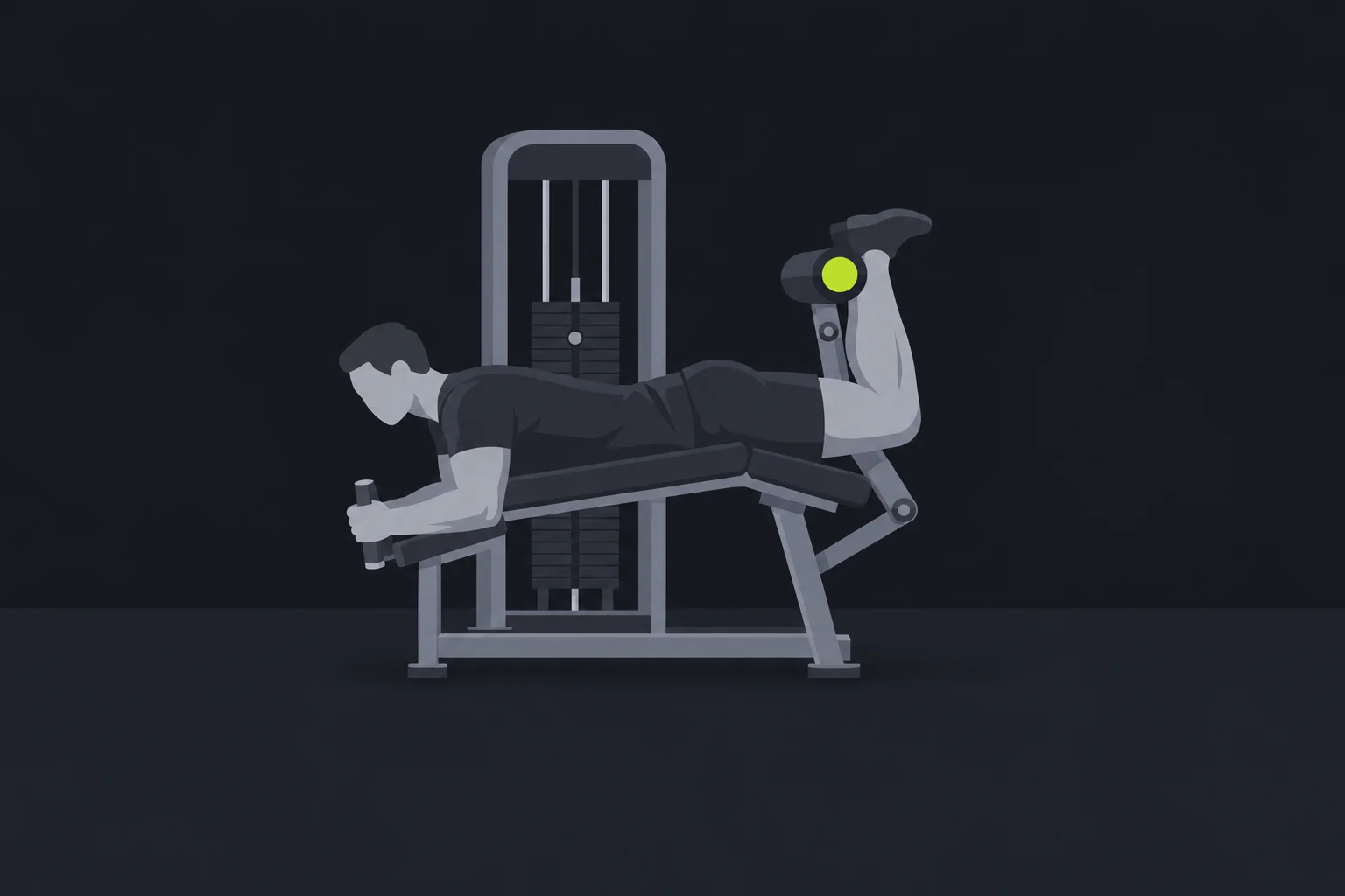 Leg curl sdraiato: illustrazione di una fase dell'esecuzione